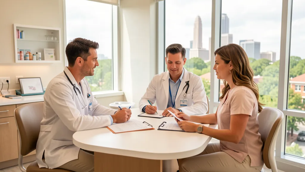 Modern Atlanta dental clinic consultation with leafy skyline context