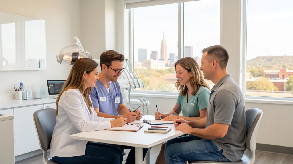 Modern Austin dental clinic consultation with Hill Country city context