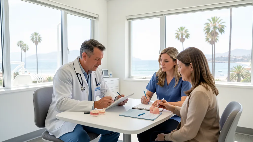 Modern San Diego dental clinic consultation with coastal palm context