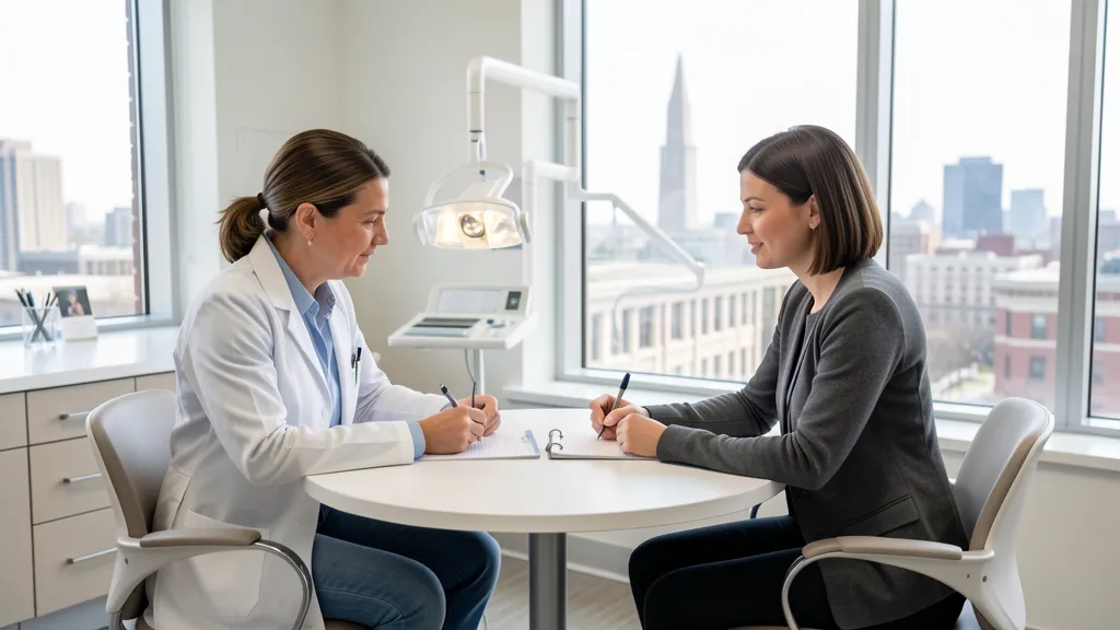 Modern Washington DC dental clinic consultation with professional city context